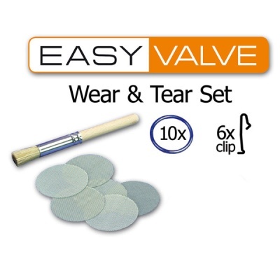 Conjunto EASY VALVE Wear & Tear Set com discos redondos, pincel de madeira e clips metálicos