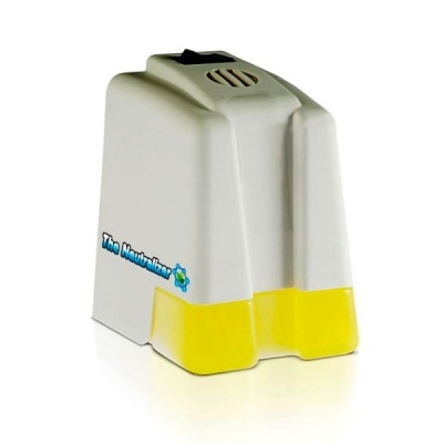 Dispositivo branco e amarelo The Neutralizer com botão e grelha no topo