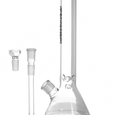 Bong de vidro transparente com base em cone e dois tubos removíveis