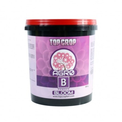 Frasco preto com tampa vermelha de fertilizante TOP CROP AGRO B POWDER BLOOM