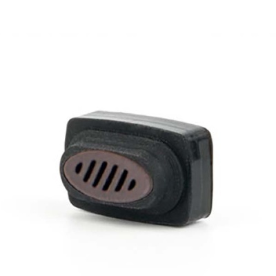 Filtro pequeno preto com grelha oval castanha