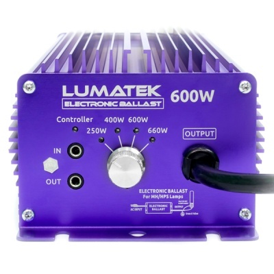 Balastro eletrónico Lumatek 600W roxo com botão e conexões