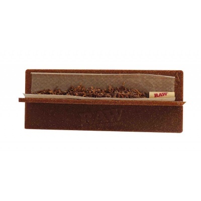 Dispositivo castanho para enrolar cigarros RAW com tabaco e papel RAW