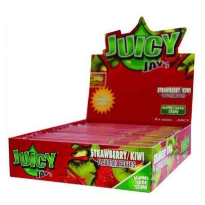 Caixa de papel para enrolar Juicy Jays sabor morango e kiwi
