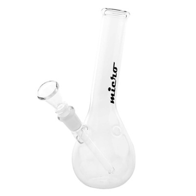 Bong de vidro transparente com texto micro