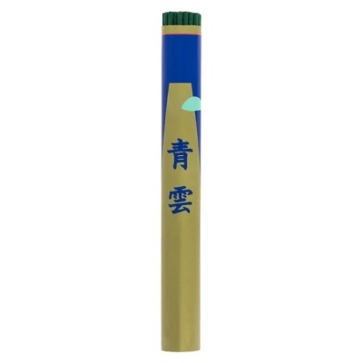 caixa cilíndrica de incenso azul e dourada com caracteres chineses