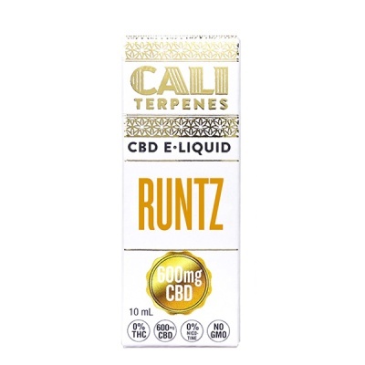 Embalagem branca CBD E-LIQUID CALI TERPENES sabor RUNTZ 600 mg CBD