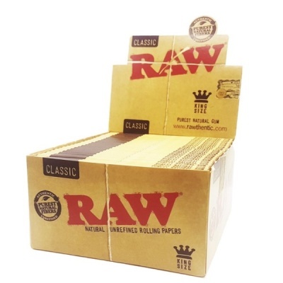 Caixa de papéis para enrolar RAW Classic King Size castanhos claros e vermelho preto