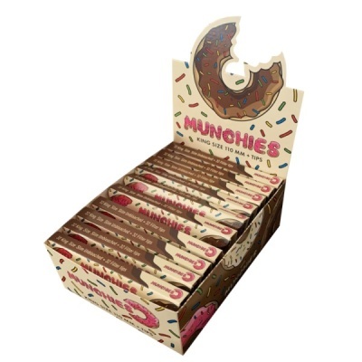 Caixa de papel de enrolar Munchies King Size com decoração de donut e granulados
