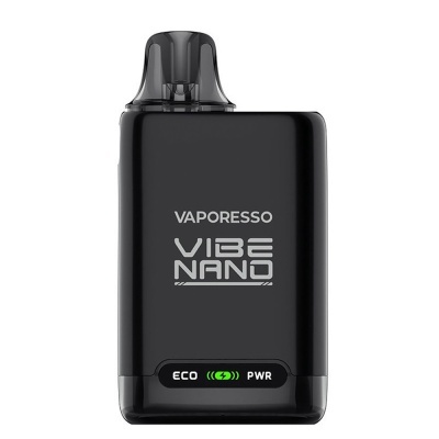 Dispositivo vaporizador preto Vaporesso Vibe Nano com bocal translúcido