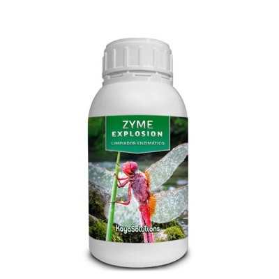 Frasco branco com rótulo verde e imagem de libélula vermelha