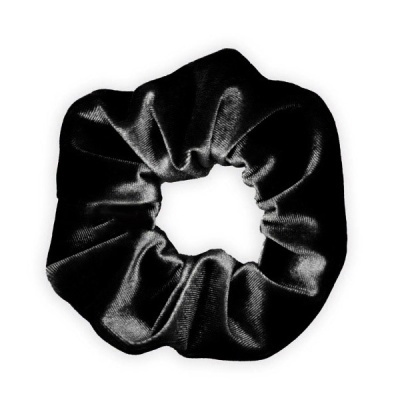 Elástico de cabelo scrunchie preto acetinado
