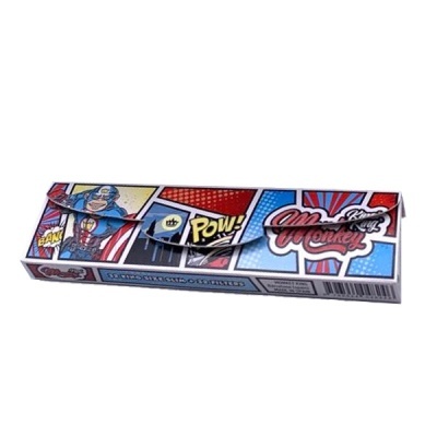 Caixa colorida de papel para tabaco com design de banda desenhada