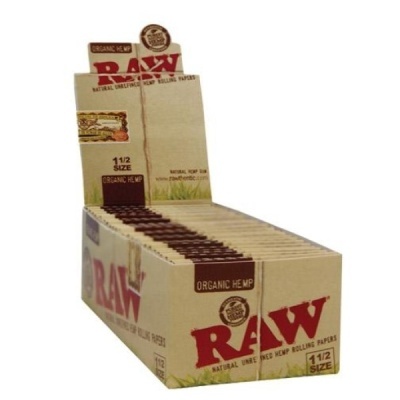 Caixa de papelotes de papel RAW de cânhamo orgânico, tamanho 1 1/2.