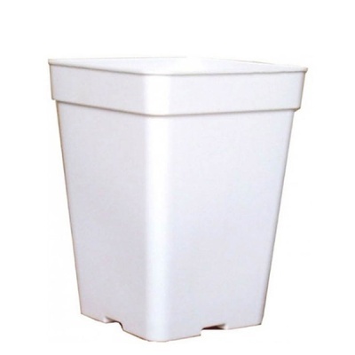 Vaso de plástico branco quadrado com borda larga