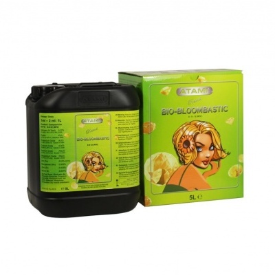 Embalagem de produto ATAMI BIO-BLOOM BASIC com garrafa preta e caixa verde