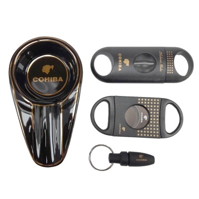 Conjunto de acessórios para charuto COHIBA preto e dourado