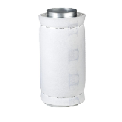 Filtro cilíndrico branco com estrutura metálica