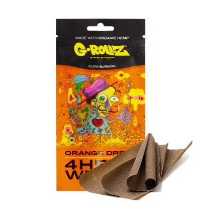 Pacote laranja de cones para enrolar G-Rollz com ilustração colorida e cones castanhos