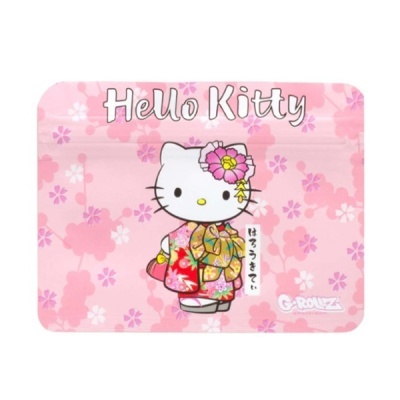 Tapete cor-de-rosa com Hello Kitty em quimono e texto Hello Kitty