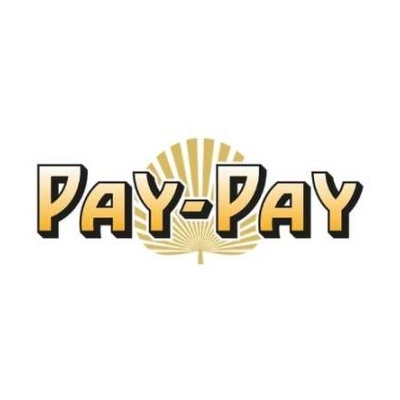 Logótipo com texto PAY-PAY e folha dourada estilizada