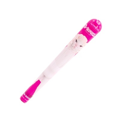 Embalagem cilíndrica rosa e branca com imagem de gato e texto G-ROLLZ amsterdam