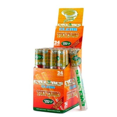 Caixa de tubos pré-rolados Cyclones Clear Tiki Tango King Size