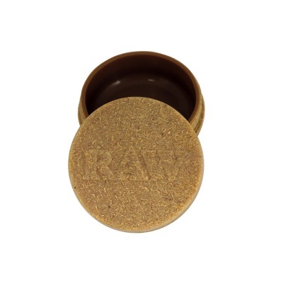 Recipiente redondo com tampa de cortiça gravada RAW