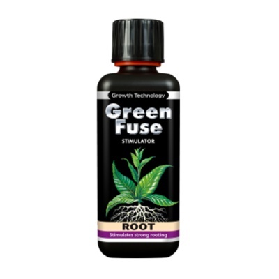 Frasco preto de produto para estímulo de raízes em plantas.