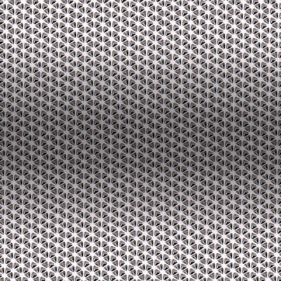 Painel metálico perfurado com padrão hexagonal