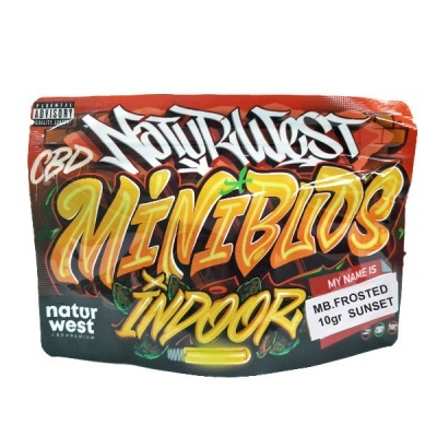 Embalagem de produto CBD Naturwest Minibuds Indoor colorida