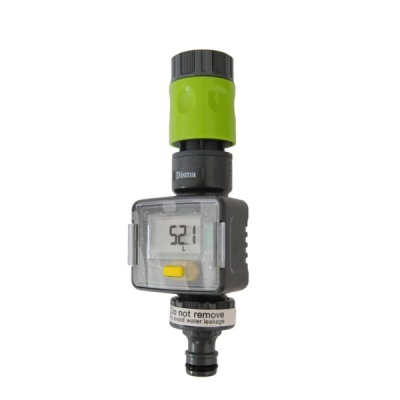Contador digital de água Biesma com display LCD e conector de mangueira verde