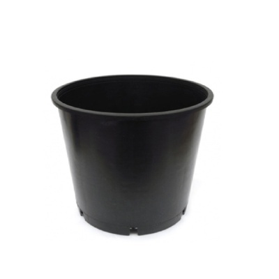 Vaso preto redondo de plástico com base sólida