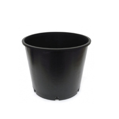 Vaso de plástico preto liso com borda inferior vazada