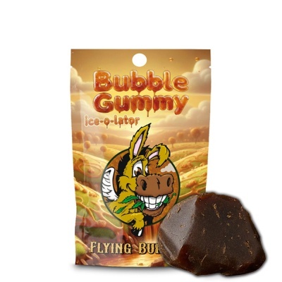 Pacote Bubble Gummy com desenho de burro sorridente e peça marrom do produto