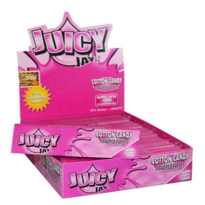 Caixas cor-de-rosa de papéis para tabaco Juicy Jays Cotton Candy, expositor com texto e selo