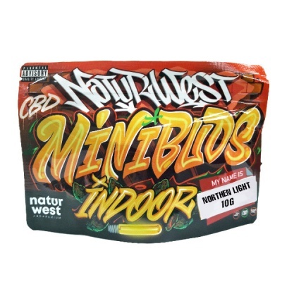 Embalagem de CBD Natur West Minibuds Indoor com etiqueta Northern Light 10G