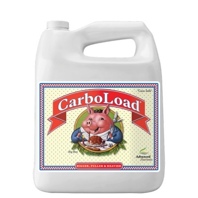 Recipiente branco com etiqueta CarboLoad e imagem de porco