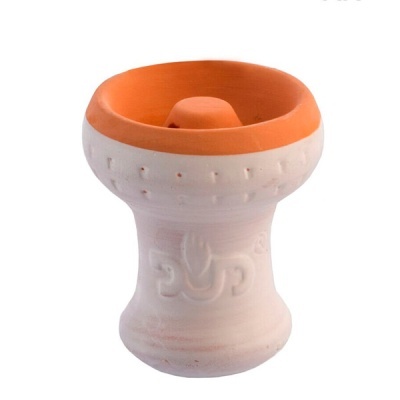 Vaso de cerâmica para narguilé branco e laranja