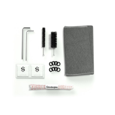 Conjunto de limpeza e acessórios para vidro com panos, escovas, chaves Allen e anéis