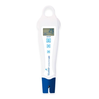 Pen de condutividade Bluelab branco e azul com ecrã digital e botões