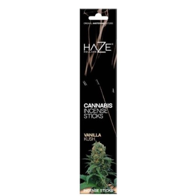 Embalagem de incenso cannabis Vanilla Kush da marca Haze