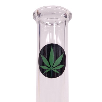 Tubo de vidro com símbolo de folha de cannabis