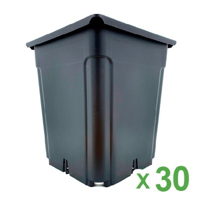 Vaso de canto quadrado em plástico preto com indicação x 30