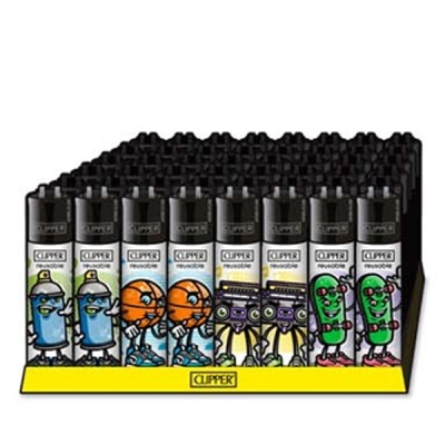 Conjunto de isqueiros Clipper reutilizáveis com desenhos coloridos