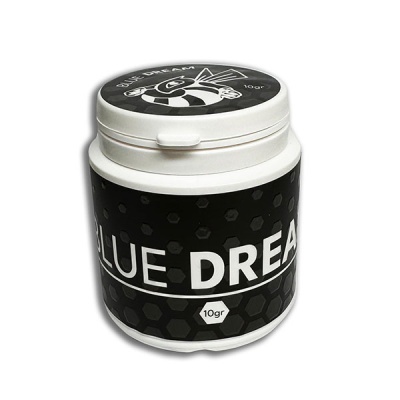 Frasco branco com rótulo preto BLUE DREAM e 10 gramas