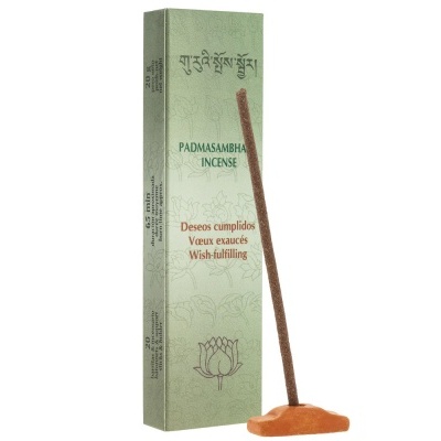 Incenso Padmasambha verde com bastão e suporte de argila