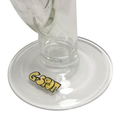 Base redonda de vidro transparente com texto G-SPOT
