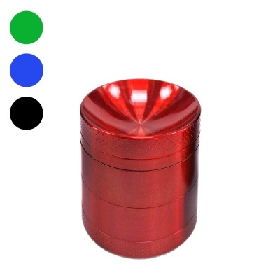 Triturador metálico vermelho cilíndrico com textura pontilhada