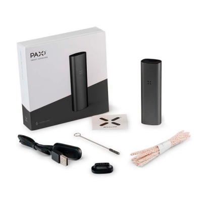 Conjunto de vaporizador PAX 3 preto com acessórios e caixa